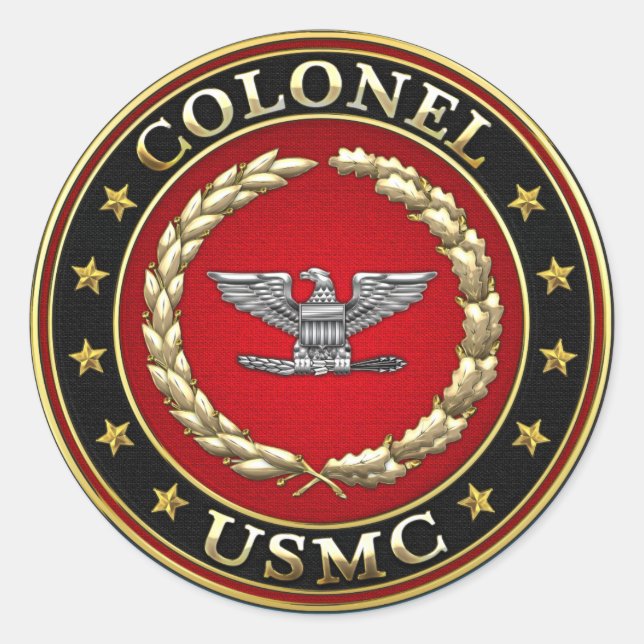 U.S. Marines: Colonel (USMC Col) [3D] Classic Round Sticker (Front)