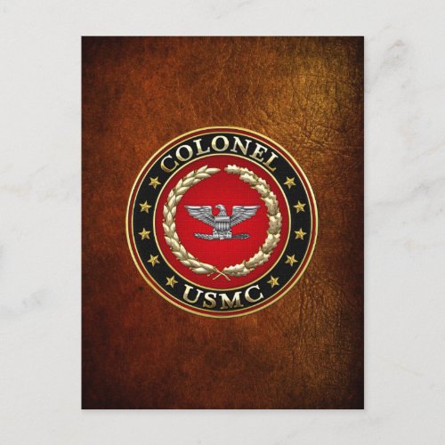 US Marines Colonel USMC Col 3D Postcard