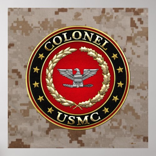US Marines Colonel USMC Col 3D Poster