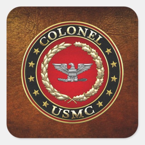 US Marines Colonel USMC Col 3D Square Sticker