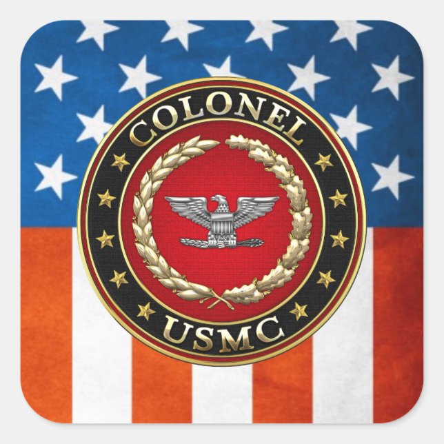 U.S. Marines: Colonel (USMC Col) [3D] Square Sticker (Front)