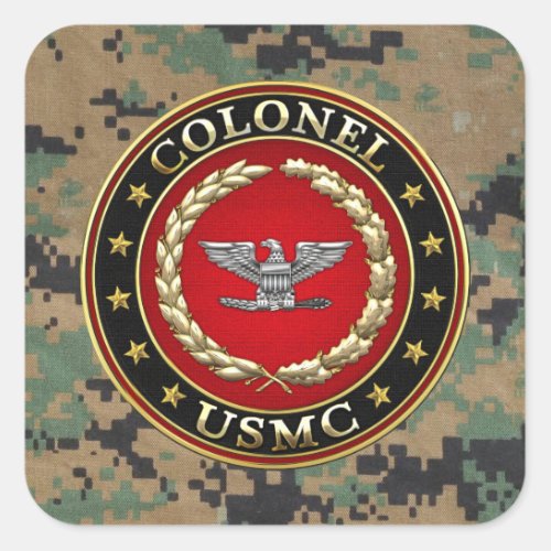 US Marines Colonel USMC Col 3D Square Sticker