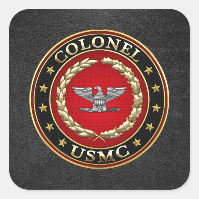 U.S. Marines: Colonel (USMC Col) [3D] Square Sticker (Front)