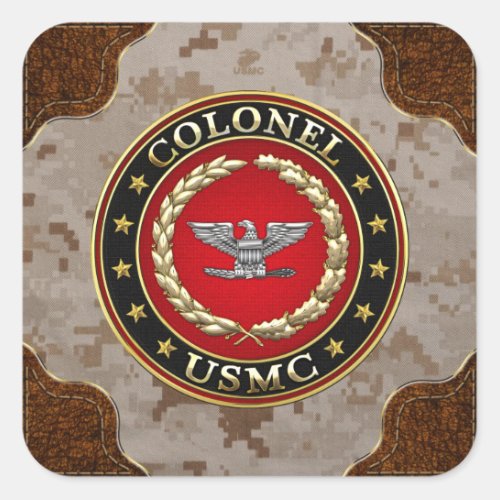 US Marines Colonel USMC Col 3D Square Sticker