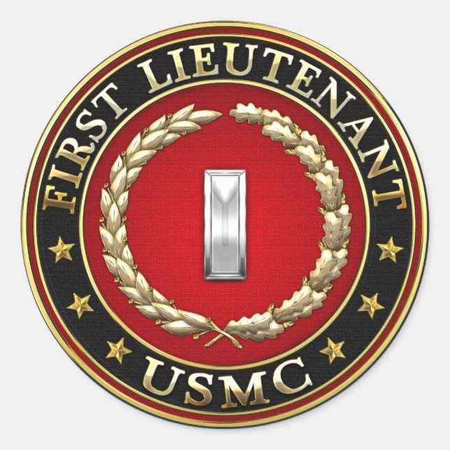 U.S. Marines: First Lieutenant (USMC 1stLt) [3D] Classic Round Sticker (Front)