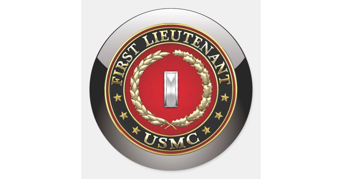 U.S. Marines: First Lieutenant (USMC 1stLt) [3D] Classic Round Sticker ...