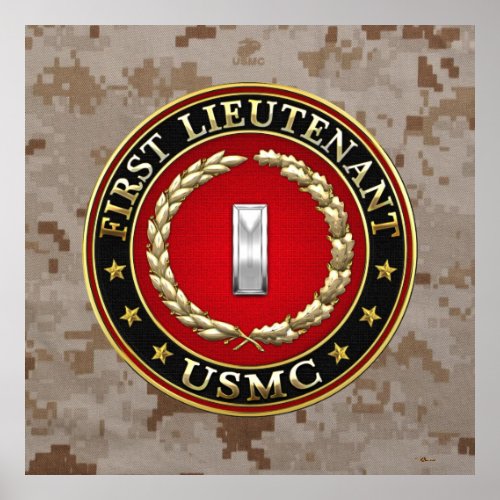 US Marines First Lieutenant USMC 1stLt 3D Poster