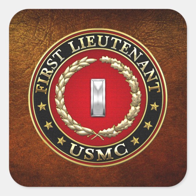 U.S. Marines: First Lieutenant (USMC 1stLt) [3D] Square Sticker (Front)