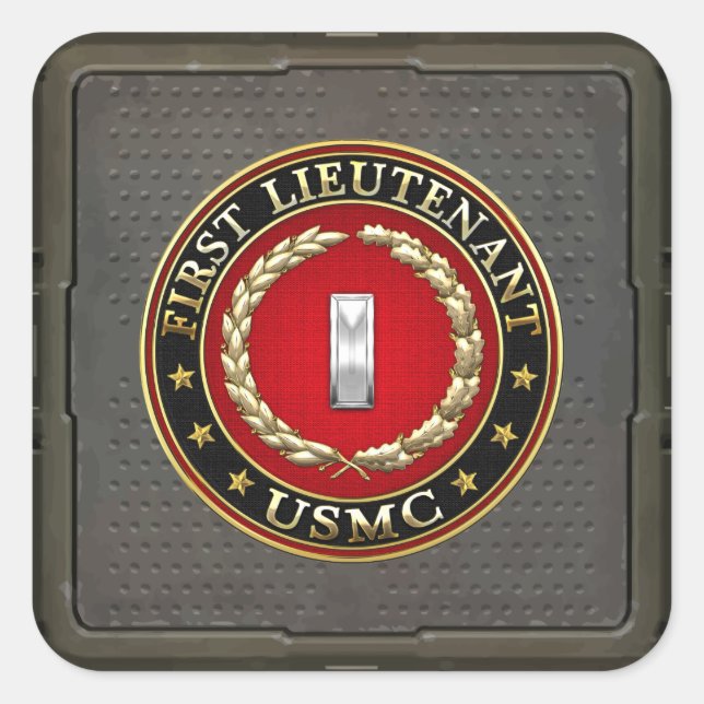 U.S. Marines: First Lieutenant (USMC 1stLt) [3D] Square Sticker (Front)