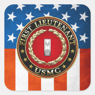 U.S. Marines: First Lieutenant (USMC 1stLt) [3D] Square Sticker