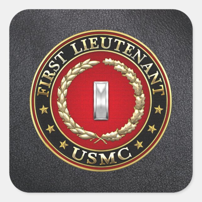 U.S. Marines: First Lieutenant (USMC 1stLt) [3D] Square Sticker (Front)