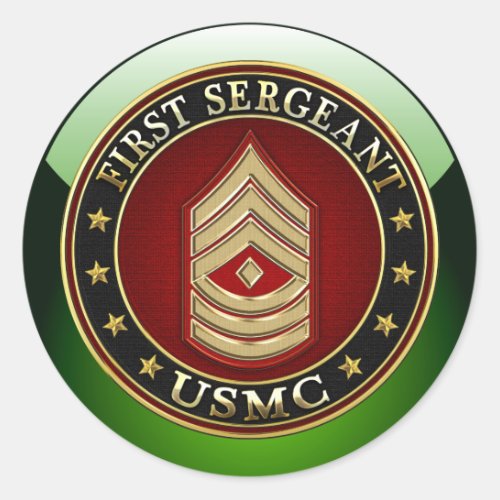 US Marines First Sergeant USMC 1stSgt 3D Classic Round Sticker