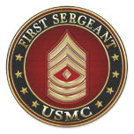 U.S. Marines: First Sergeant (USMC 1stSgt) [3D] Classic Round Sticker