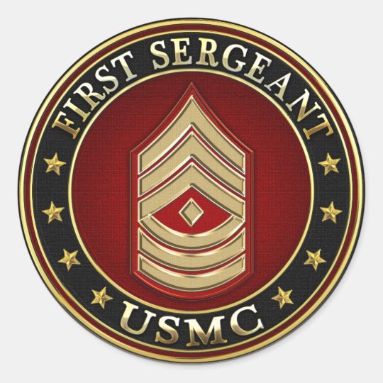 U.S. Marines: First Sergeant (USMC 1stSgt) [3D] Classic Round Sticker ...