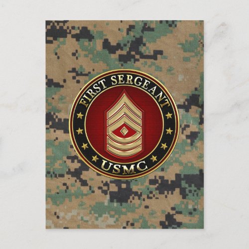 US Marines First Sergeant USMC 1stSgt 3D Postcard