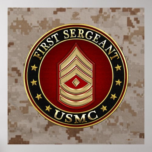 US Marines First Sergeant USMC 1stSgt 3D Poster