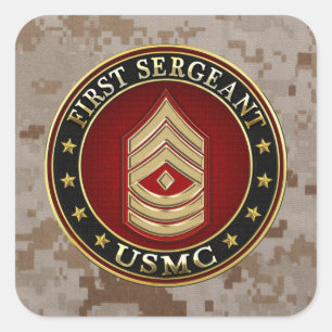 U.S. Marines: First Sergeant (USMC 1stSgt) [3D] Square Sticker