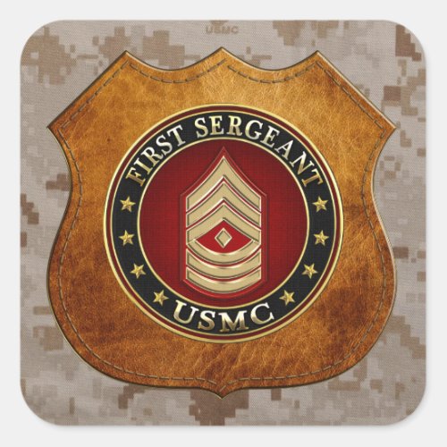 US Marines First Sergeant USMC 1stSgt 3D Square Sticker