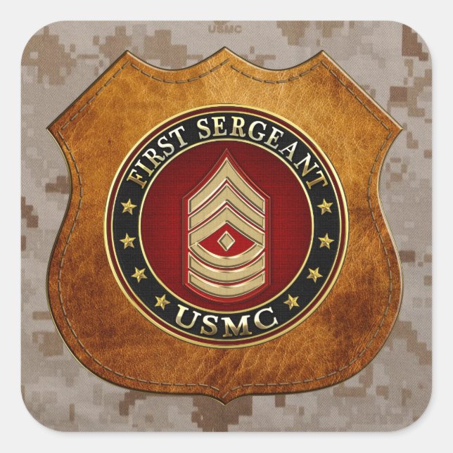 U.S. Marines: First Sergeant (USMC 1stSgt) [3D] Square Sticker (Front)