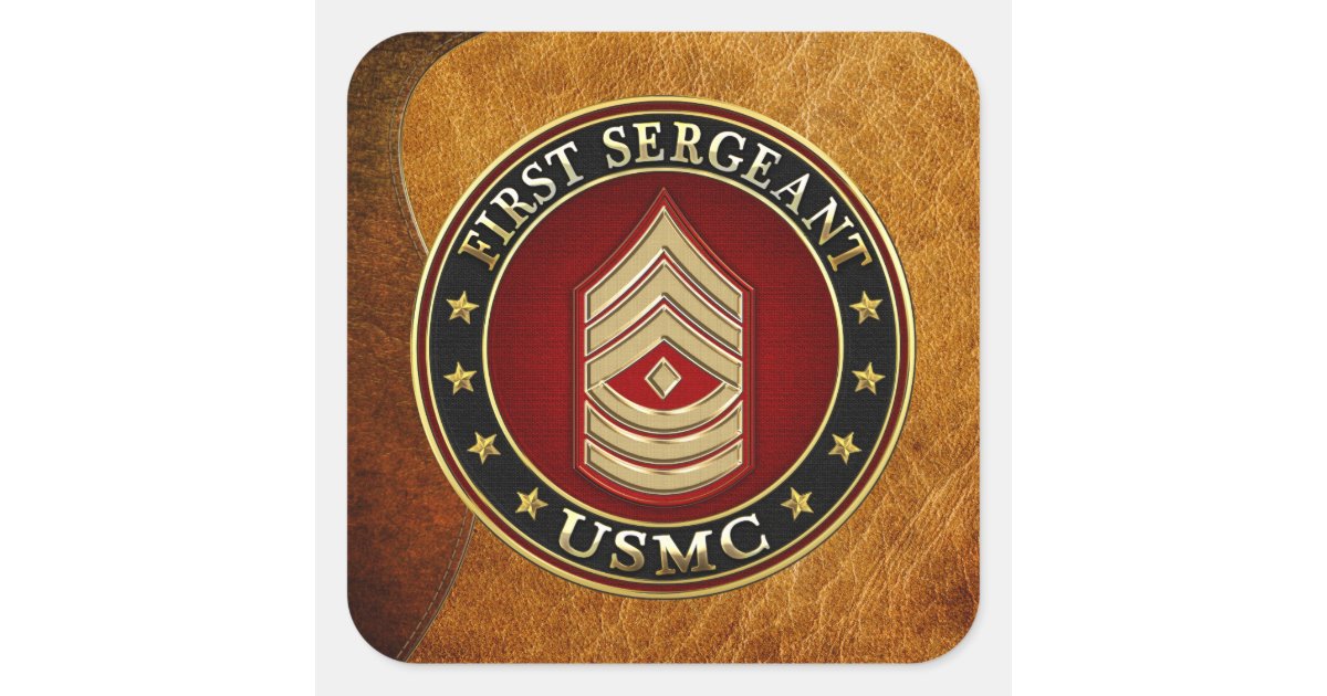 U.S. Marines: First Sergeant (USMC 1stSgt) [3D] Square Sticker | Zazzle