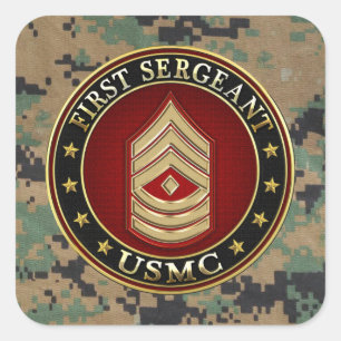 U.S. Marines: First Sergeant (USMC 1stSgt) [3D] Square Sticker