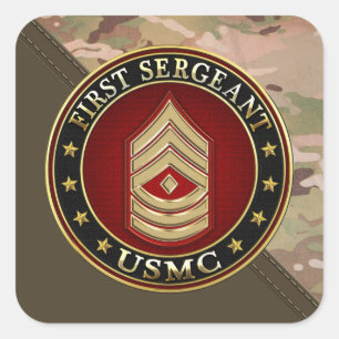 U.S. Marines: First Sergeant (USMC 1stSgt) [3D] Square Sticker