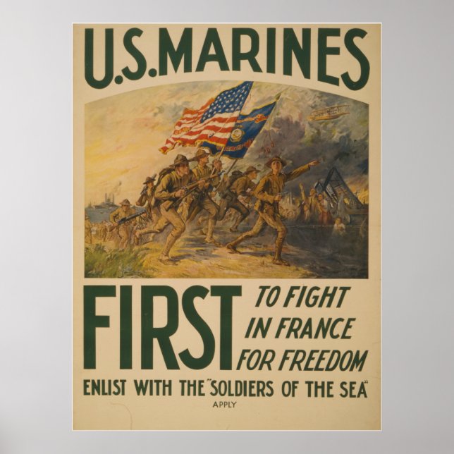 U.S. Marines First to Fight in France for Freedom Poster (Front)