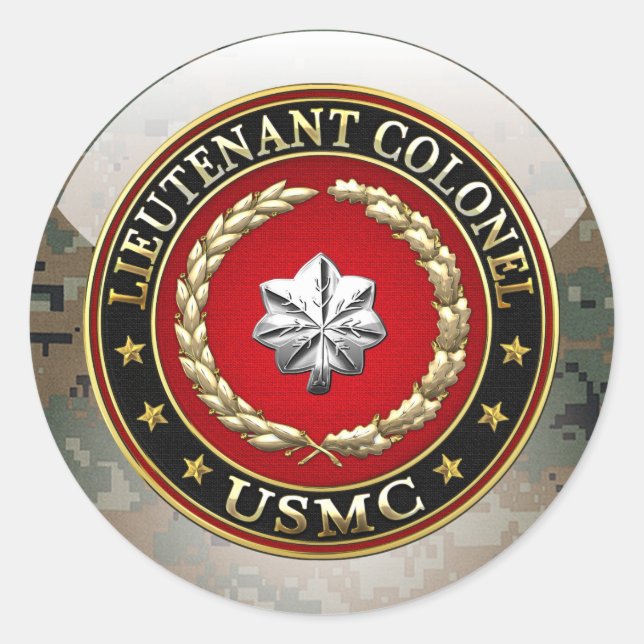 U.S. Marines: Lieutenant Colonel (USMC LtCol) [3D] Classic Round Sticker (Front)