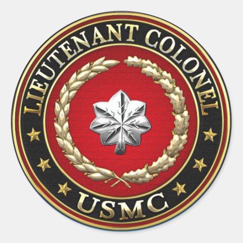 US Marines Lieutenant Colonel USMC LtCol 3D Classic Round Sticker