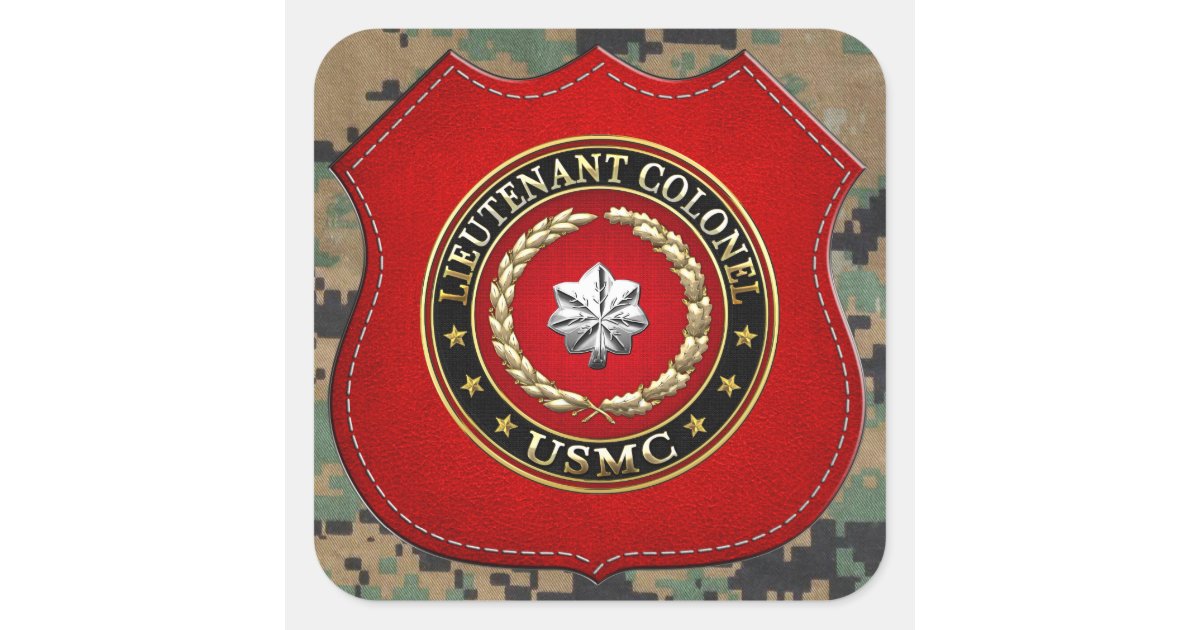 U.S. Marines: Lieutenant Colonel (USMC LtCol) [3D] Square Sticker | Zazzle