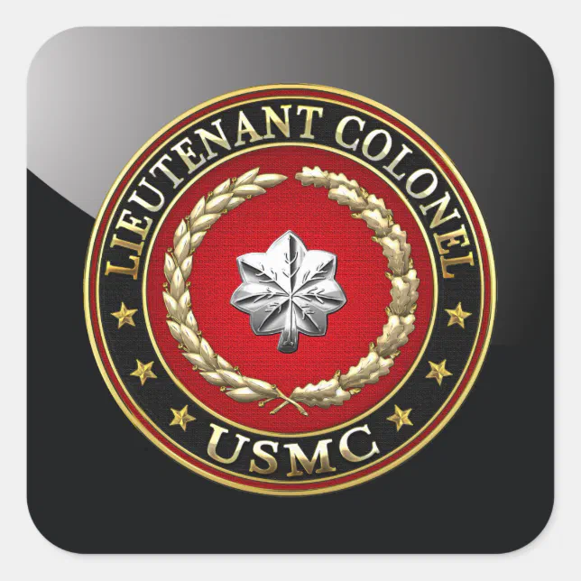 U.S. Marines: Lieutenant Colonel (USMC LtCol) [3D] Square Sticker | Zazzle