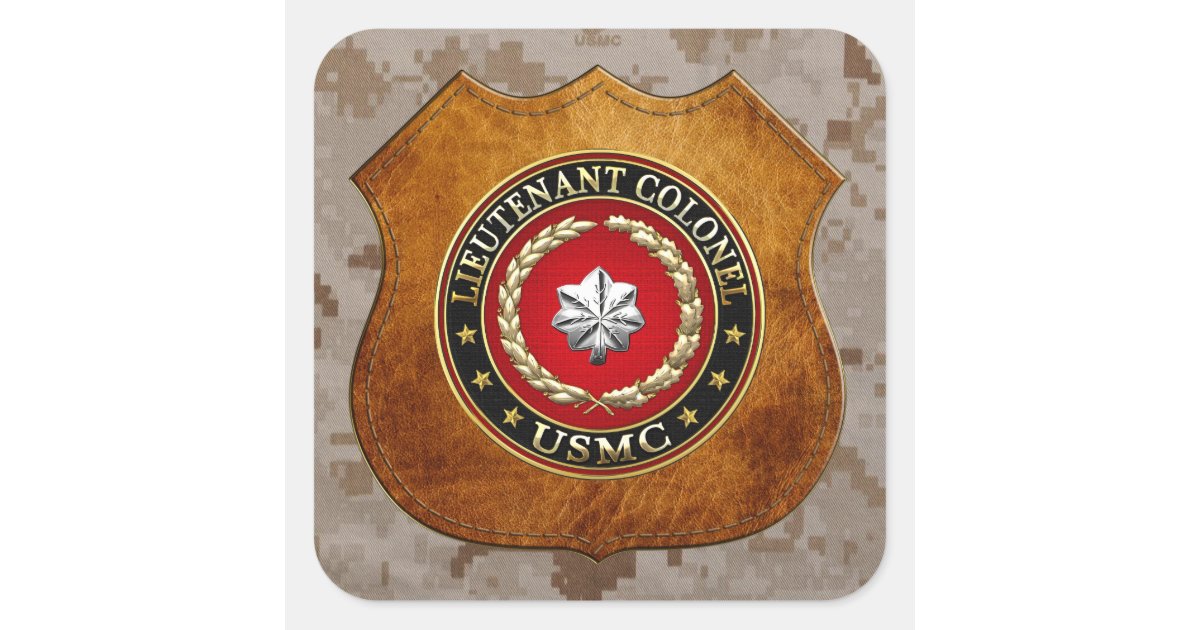 U.S. Marines: Lieutenant Colonel (USMC LtCol) [3D] Square Sticker | Zazzle