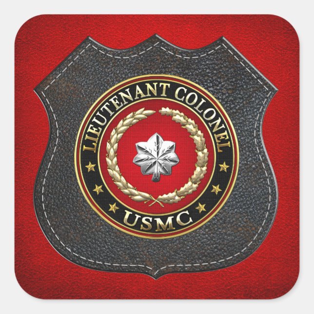 U.S. Marines: Lieutenant Colonel (USMC LtCol) [3D] Square Sticker (Front)