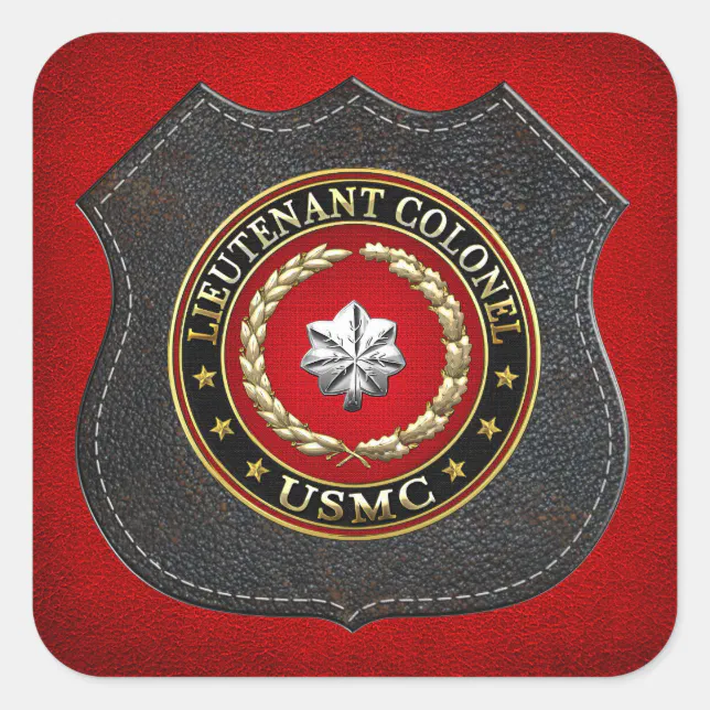 U.S. Marines: Lieutenant Colonel (USMC LtCol) [3D] Square Sticker | Zazzle