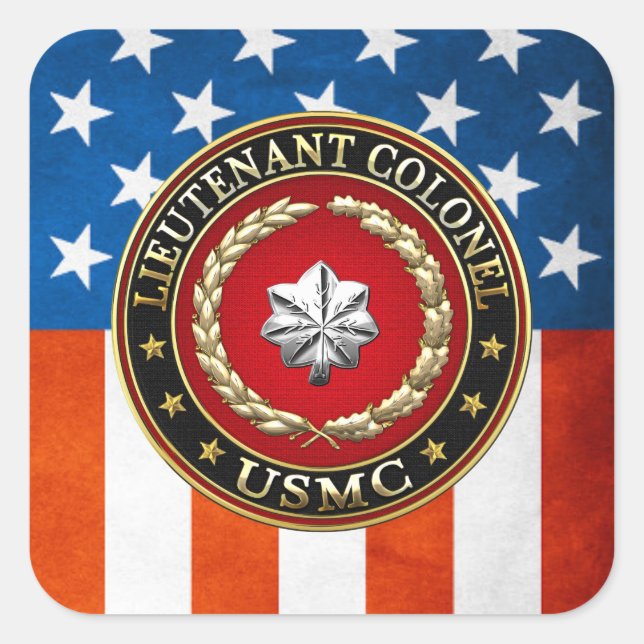 U.S. Marines: Lieutenant Colonel (USMC LtCol) [3D] Square Sticker (Front)