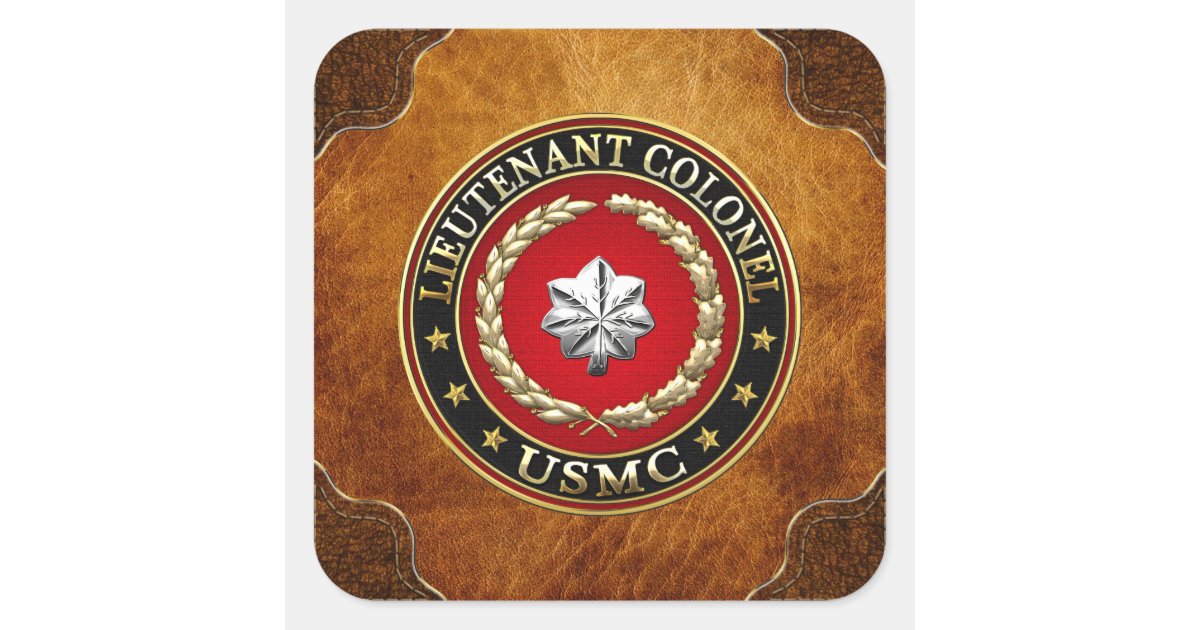 U.S. Marines: Lieutenant Colonel (USMC LtCol) [3D] Square Sticker | Zazzle