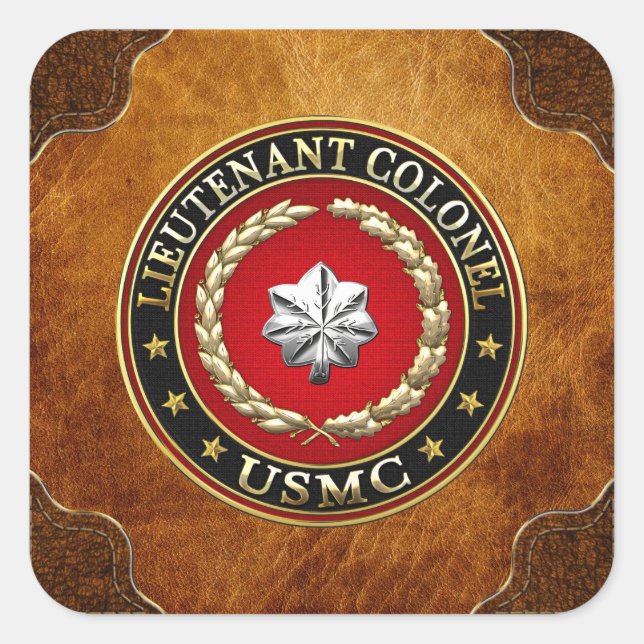 U.S. Marines: Lieutenant Colonel (USMC LtCol) [3D] Square Sticker (Front)