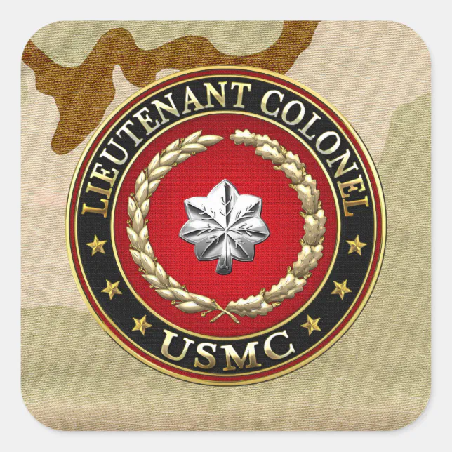 U.S. Marines: Lieutenant Colonel (USMC LtCol) [3D] Square Sticker | Zazzle