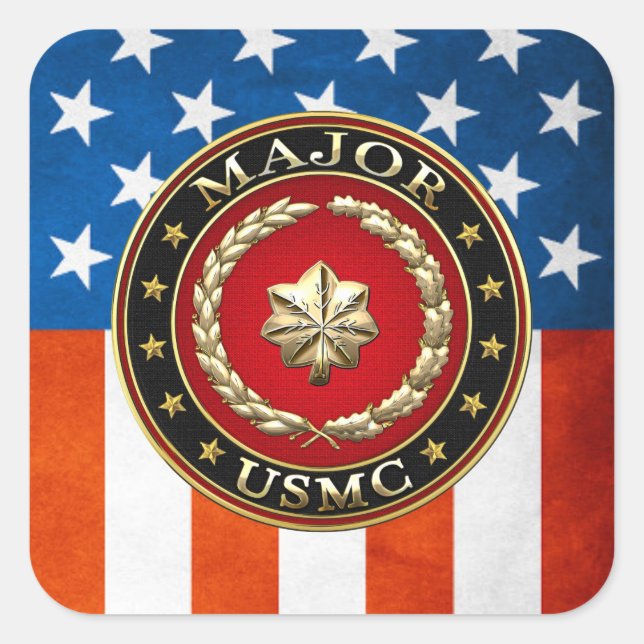 U.S. Marines: Major (USMC Maj) [3D] Square Sticker (Front)