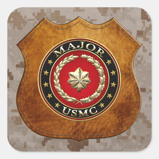 U.S. Marines: Major (USMC Maj) [3D] Square Sticker (Front)