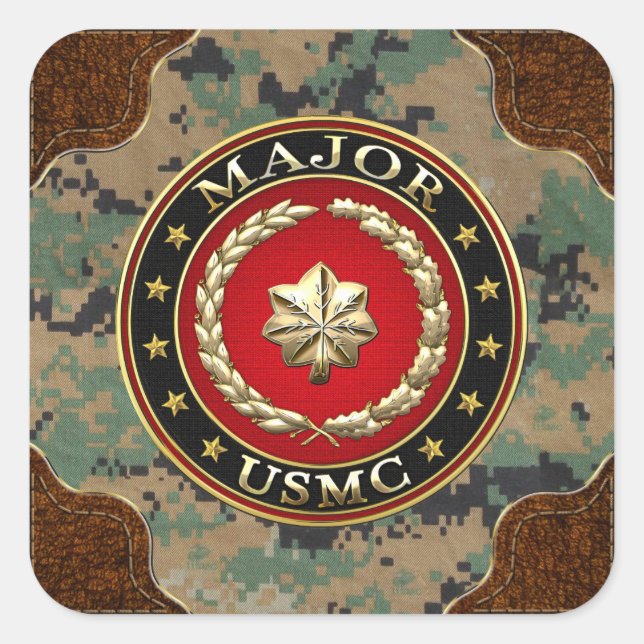 U.S. Marines: Major (USMC Maj) [3D] Square Sticker (Front)