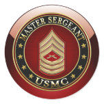 U.S. Marines: Master Sergeant (USMC MSgt) [3D] Classic Round Sticker
