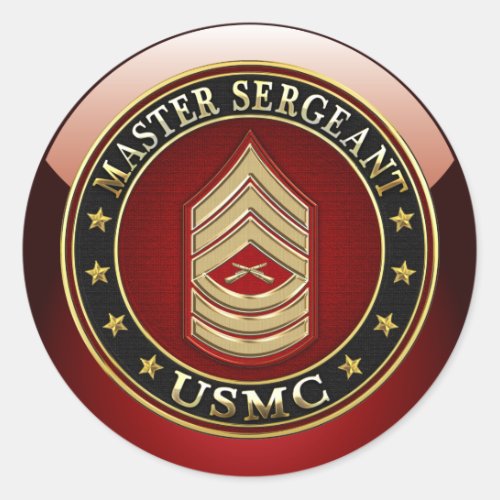 US Marines Master Sergeant USMC MSgt 3D Classic Round Sticker