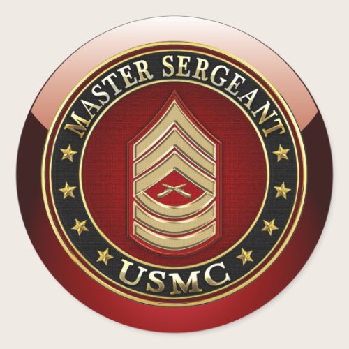 U.S. Marines: Master Sergeant (USMC MSgt) [3D] Classic Round Sticker