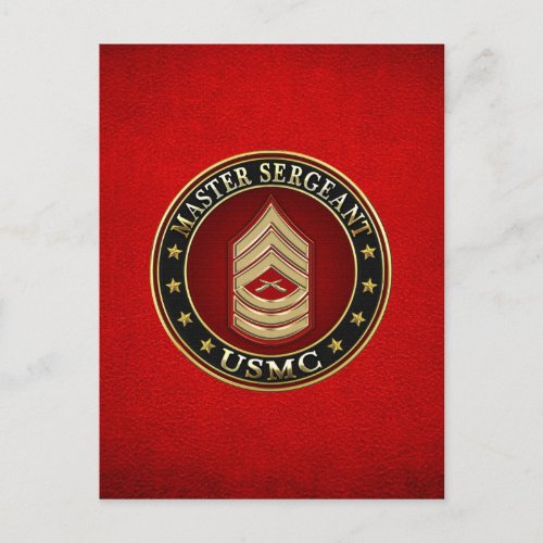 US Marines Master Sergeant USMC MSgt 3D Postcard