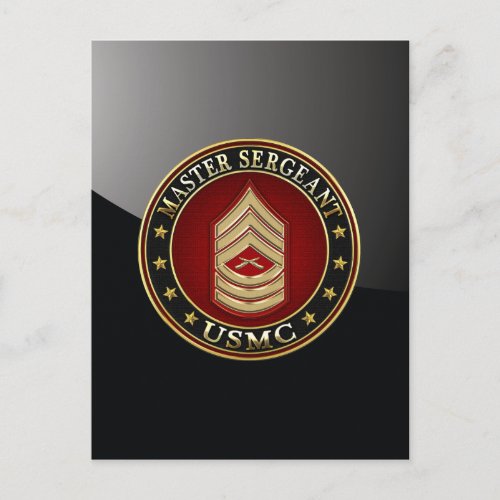 US Marines Master Sergeant USMC MSgt 3D Postcard