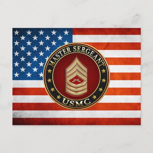 US Marines Master Sergeant USMC MSgt 3D Postcard