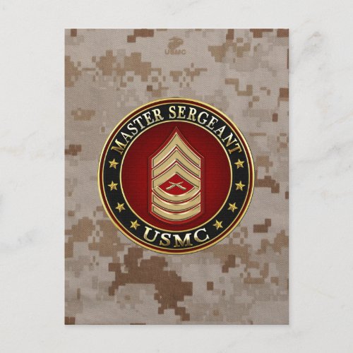 US Marines Master Sergeant USMC MSgt 3D Postcard