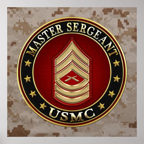 US Marines Master Sergeant USMC MSgt 3D Poster