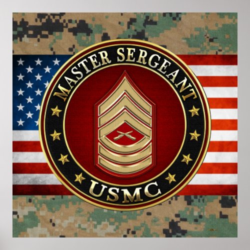 US Marines Master Sergeant USMC MSgt 3D Poster